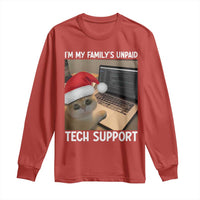 Funny Tech Support Cat Christmas Long Sleeve Shirt - Wonder Print Shop