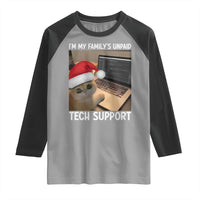 Funny Tech Support Cat Christmas Raglan Shirt - Wonder Print Shop