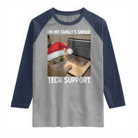 Funny Tech Support Cat Christmas Raglan Shirt - Wonder Print Shop