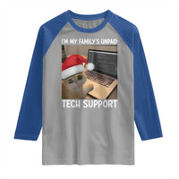 Funny Tech Support Cat Christmas Raglan Shirt - Wonder Print Shop