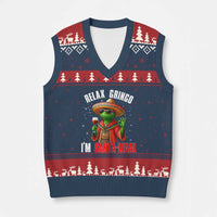 Funny Mexican Xmas V-Neck Knit Sweater Vest Relax Gringo I Am Legal - Wonder Print Shop