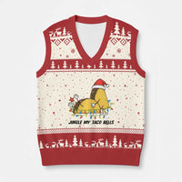 Funny Taco Xmas V-Neck Knit Sweater Vest Jingle My Taco Bells - Wonder Print Shop