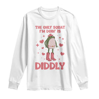Funny Cowboy Frog Long Sleeve Shirt The Only Squat I'm Doin' Is Diddly - Wonder Print Shop