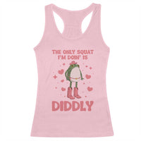 Funny Cowboy Frog Racerback Tank Top The Only Squat I'm Doin' Is Diddly - Wonder Print Shop