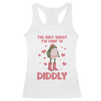 Funny Cowboy Frog Racerback Tank Top The Only Squat I'm Doin' Is Diddly - Wonder Print Shop