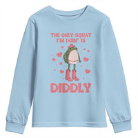 Funny Cowboy Frog Youth Sweatshirt The Only Squat I'm Doin' Is Diddly - Wonder Print Shop