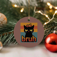 67 Six Seven Bruh Cat Meme Ceramic Ornament Cute Black Cat Funny Saying - Wonder Print Shop