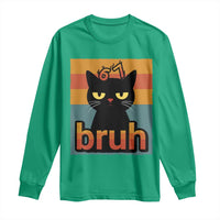67 Six Seven Bruh Cat Meme Long Sleeve Shirt Cute Black Cat Funny Saying - Wonder Print Shop