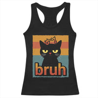 67 Six Seven Bruh Cat Meme Racerback Tank Top Cute Black Cat Funny Saying - Wonder Print Shop