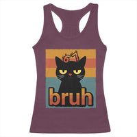 67 Six Seven Bruh Cat Meme Racerback Tank Top Cute Black Cat Funny Saying - Wonder Print Shop