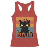 67 Six Seven Bruh Cat Meme Racerback Tank Top Cute Black Cat Funny Saying - Wonder Print Shop