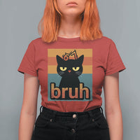 67 Six Seven Bruh Cat Meme T Shirt For Women Cute Black Cat Funny Saying - Wonder Print Shop