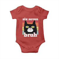 67 Bruh Meme Baby Onesie Funny Six Seven Black Cat - Wonder Print Shop