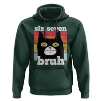 67 Bruh Meme Hoodie Funny Six Seven Black Cat - Wonder Print Shop