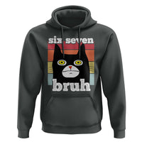 67 Bruh Meme Hoodie Funny Six Seven Black Cat - Wonder Print Shop