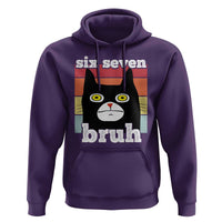 67 Bruh Meme Hoodie Funny Six Seven Black Cat - Wonder Print Shop