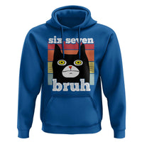67 Bruh Meme Hoodie Funny Six Seven Black Cat - Wonder Print Shop