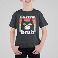 67 Bruh Meme T Shirt For Kid Funny Six Seven Black Cat - Wonder Print Shop