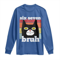 67 Bruh Meme Long Sleeve Shirt Funny Six Seven Black Cat - Wonder Print Shop