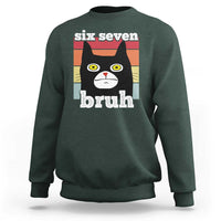 67 Bruh Meme Sweatshirt Funny Six Seven Black Cat - Wonder Print Shop