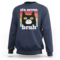 67 Bruh Meme Sweatshirt Funny Six Seven Black Cat - Wonder Print Shop