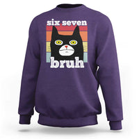 67 Bruh Meme Sweatshirt Funny Six Seven Black Cat - Wonder Print Shop