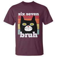 67 Bruh Meme T Shirt Funny Six Seven Black Cat - Wonder Print Shop