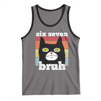 67 Bruh Meme Tank Top Funny Six Seven Black Cat - Wonder Print Shop