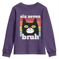 67 Bruh Meme Youth Sweatshirt Funny Six Seven Black Cat - Wonder Print Shop