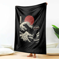 67 Six Seven Bruh Meme Throw Blanket Funny Japanese Black Cat Surfing The Great Wave Kanagawa - Wonder Print Shop
