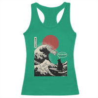 67 Six Seven Bruh Meme Racerback Tank Top Funny Japanese Black Cat Surfing The Great Wave Kanagawa - Wonder Print Shop