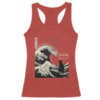 67 Six Seven Bruh Meme Racerback Tank Top Funny Japanese Black Cat Surfing The Great Wave Kanagawa - Wonder Print Shop