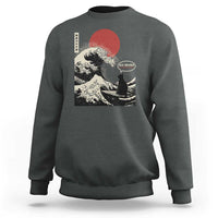67 Six Seven Bruh Meme Sweatshirt Funny Japanese Black Cat Surfing The Great Wave Kanagawa - Wonder Print Shop