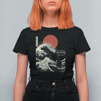 67 Six Seven Bruh Meme T Shirt For Women Funny Japanese Black Cat Surfing The Great Wave Kanagawa - Wonder Print Shop