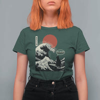 67 Six Seven Bruh Meme T Shirt For Women Funny Japanese Black Cat Surfing The Great Wave Kanagawa - Wonder Print Shop