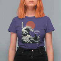 67 Six Seven Bruh Meme T Shirt For Women Funny Japanese Black Cat Surfing The Great Wave Kanagawa - Wonder Print Shop