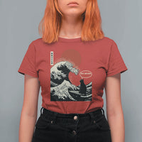 67 Six Seven Bruh Meme T Shirt For Women Funny Japanese Black Cat Surfing The Great Wave Kanagawa - Wonder Print Shop
