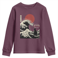 67 Six Seven Bruh Meme Youth Sweatshirt Funny Japanese Black Cat Surfing The Great Wave Kanagawa - Wonder Print Shop