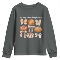 In My Sourdough Era Youth Sweatshirt Coquette Bows Baking Bread Lover - Wonder Print Shop