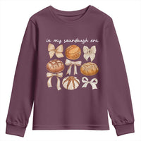 In My Sourdough Era Youth Sweatshirt Coquette Bows Baking Bread Lover - Wonder Print Shop