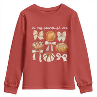 In My Sourdough Era Youth Sweatshirt Coquette Bows Baking Bread Lover - Wonder Print Shop
