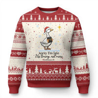 Christian Goose Ugly Christmas Sweater Sorry I Am Late His Timing Not Mine - Wonder Print Shop