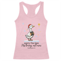 Christian Goose Racerback Tank Top Sorry I Am Late His Timing Not Mine - Wonder Print Shop