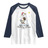 Christian Goose Raglan Shirt Sorry I Am Late His Timing Not Mine - Wonder Print Shop