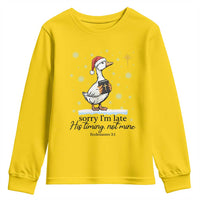 Christian Goose Youth Sweatshirt Sorry I Am Late His Timing Not Mine - Wonder Print Shop