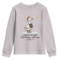 Christian Goose Youth Sweatshirt Sorry I Am Late His Timing Not Mine - Wonder Print Shop
