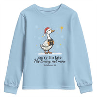 Christian Goose Youth Sweatshirt Sorry I Am Late His Timing Not Mine - Wonder Print Shop