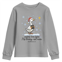 Christian Goose Youth Sweatshirt Sorry I Am Late His Timing Not Mine - Wonder Print Shop