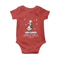 Christian Silly Goose Baby Onesie Sorry I Am Late His Timing Not Mine - Wonder Print Shop