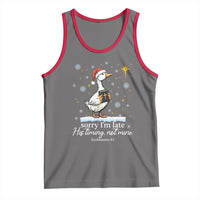 Christian Silly Goose Tank Top Sorry I Am Late His Timing Not Mine - Wonder Print Shop